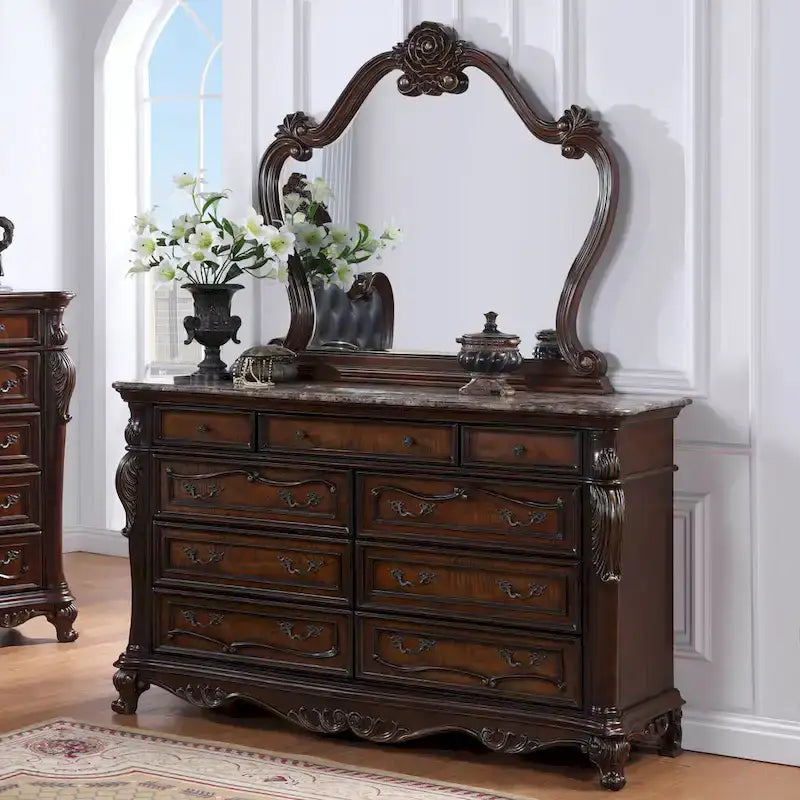 Chambre à coucher 6 pièces traditionnelle en bois massif avec panneaux Eugene Furniture of America