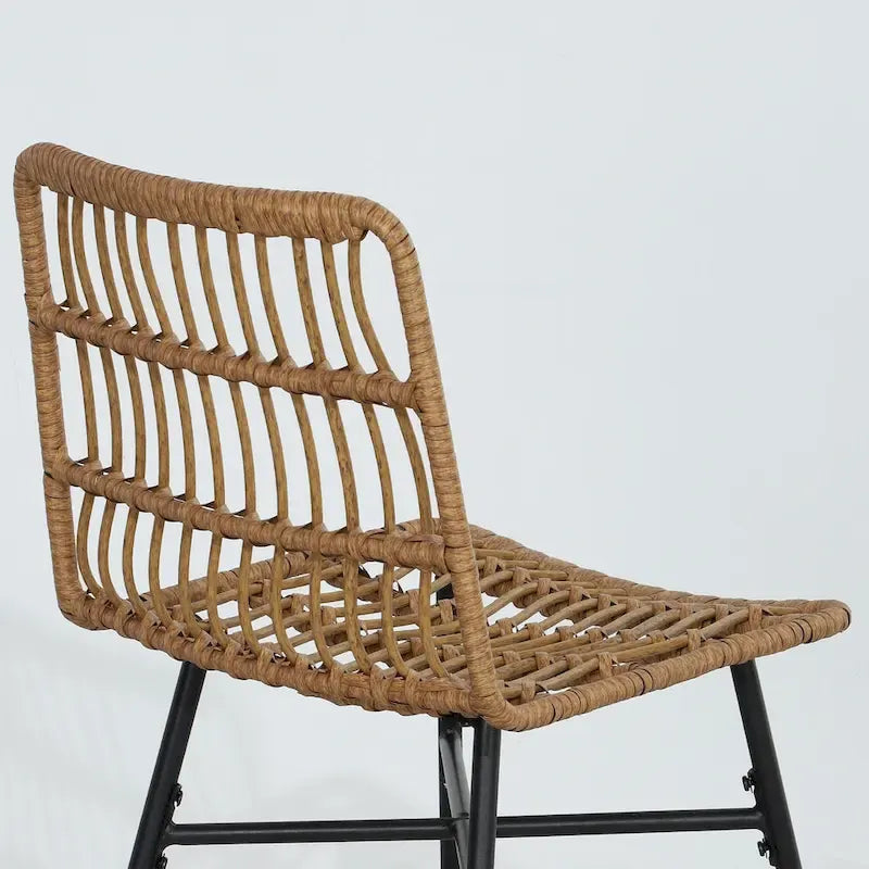 HOMCOM Tabourets de bar en rotin, lot de 2, tabourets de bar en osier de 66 cm avec dossier, chaises de bar modernes pour îlot de cuisine, noir