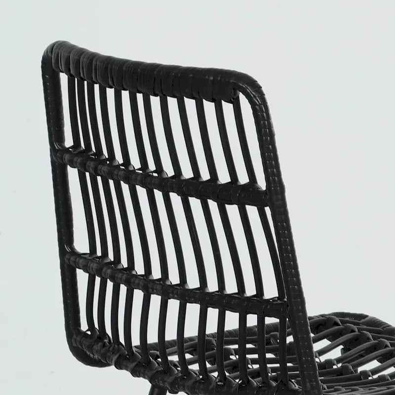 HOMCOM Tabourets de bar en rotin, lot de 2, tabourets de bar en osier de 66 cm avec dossier, chaises de bar modernes pour îlot de cuisine, noir