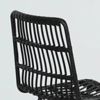 HOMCOM Tabourets de bar en rotin, lot de 2, tabourets de bar en osier de 66 cm avec dossier, chaises de bar modernes pour îlot de cuisine, noir