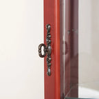 Vitrine d'angle lumineuse avec portes et étagères en verre trempé – Élégante vitrine cerisier avec ampoule