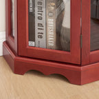 Vitrine d'angle lumineuse avec portes et étagères en verre trempé – Élégante vitrine cerisier avec ampoule