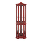 Vitrine d'angle lumineuse avec portes et étagères en verre trempé – Élégante vitrine cerisier avec ampoule
