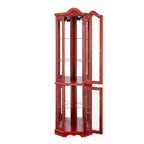 Vitrine d'angle lumineuse avec portes et étagères en verre trempé – Élégante vitrine cerisier avec ampoule