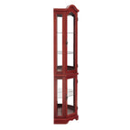 Vitrine d'angle lumineuse avec portes et étagères en verre trempé – Élégante vitrine cerisier avec ampoule