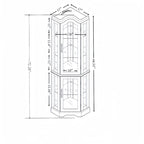 Vitrine d'angle lumineuse avec portes et étagères en verre trempé – Élégante vitrine cerisier avec ampoule