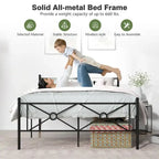 Gymax Cadre de lit plateforme double/grand format en métal avec matelas de tête de lit