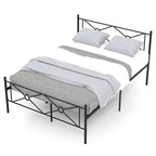 Gymax Cadre de lit plateforme double/grand format en métal avec matelas de tête de lit