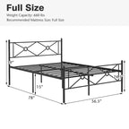 Gymax Cadre de lit plateforme double/grand format en métal avec matelas de tête de lit