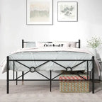Gymax Cadre de lit plateforme double/grand format en métal avec matelas de tête de lit