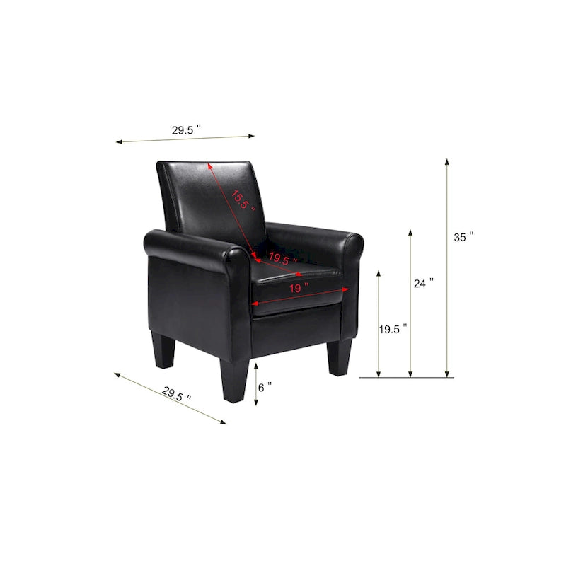 Chaises d'appoint Roomfitters, fauteuil confortable, fauteuil de lecture, salon, chambre, bureau, salle d'attente, cuir PU