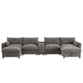 Canapé d'angle modulable en U 6 places en chenille grise