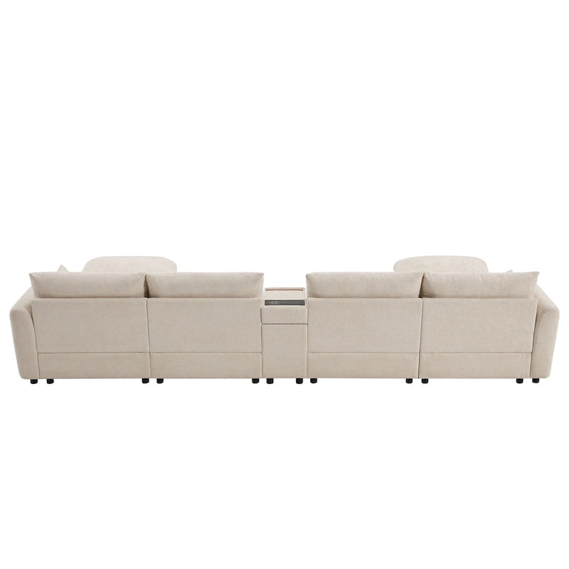 Canapé d'angle modulable en U 6 places en chenille grise