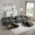 Canapé d'angle modulable en U 6 places en chenille grise