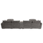 Canapé d'angle modulable en U 6 places en chenille grise
