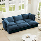 Canapé sectionnel modulaire en velours côtelé bleu / vert / noir / crème avec ottomans, 2 à 4 places