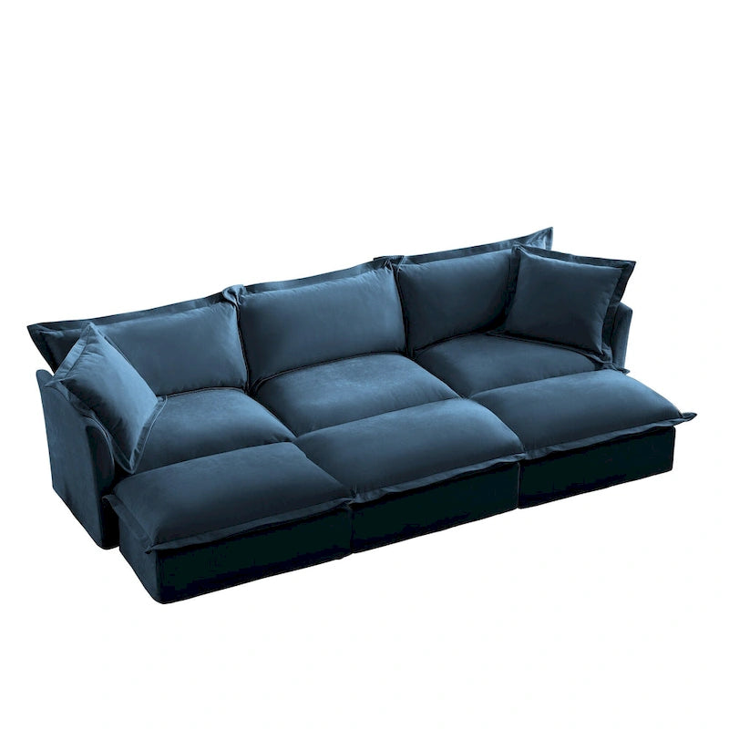 Canapé sectionnel modulaire en velours côtelé bleu / vert / noir / crème avec ottomans, 2 à 4 places