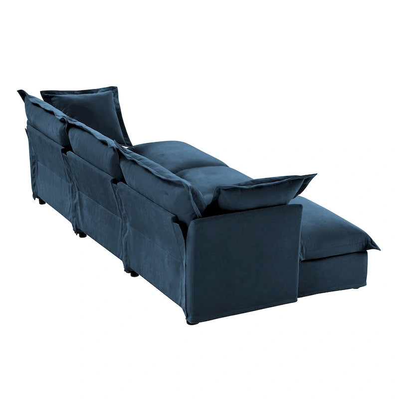 Canapé sectionnel modulaire en velours côtelé bleu / vert / noir / crème avec ottomans, 2 à 4 places