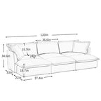 Canapé sectionnel modulaire en velours côtelé bleu / vert / noir / crème avec ottomans, 2 à 4 places