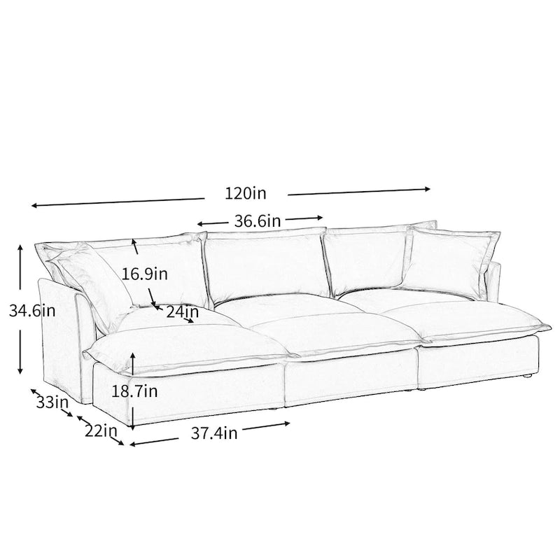 Canapé sectionnel modulaire en velours côtelé bleu / vert / noir / crème avec ottomans, 2 à 4 places