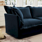 Canapé sectionnel modulaire en velours côtelé bleu / vert / noir / crème avec ottomans, 2 à 4 places