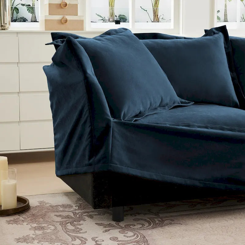Canapé sectionnel modulaire en velours côtelé bleu / vert / noir / crème avec ottomans, 2 à 4 places