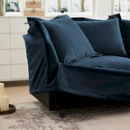 Canapé sectionnel modulaire en velours côtelé bleu / vert / noir / crème avec ottomans, 2 à 4 places