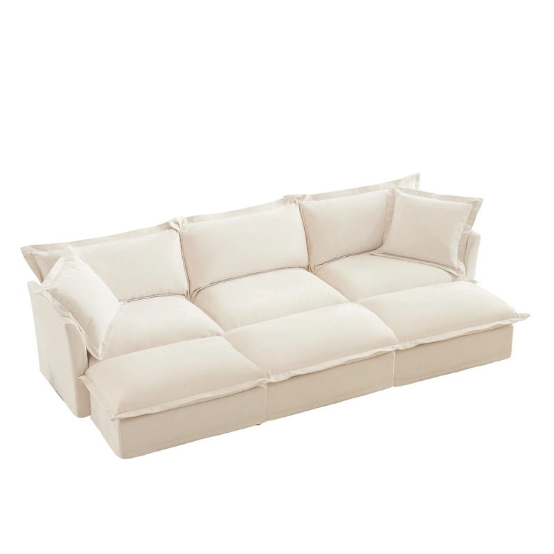 Canapé sectionnel modulaire en velours côtelé bleu / vert / noir / crème avec ottomans, 2 à 4 places