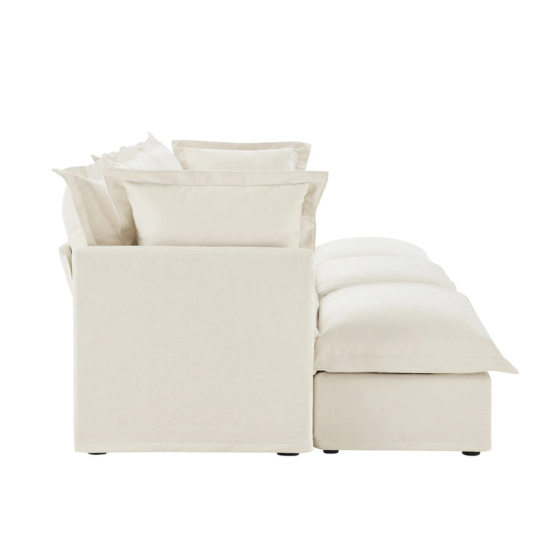Canapé sectionnel modulaire en velours côtelé bleu / vert / noir / crème avec ottomans, 2 à 4 places