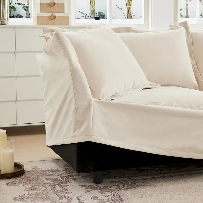 Canapé sectionnel modulaire en velours côtelé bleu / vert / noir / crème avec ottomans, 2 à 4 places