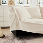 Canapé sectionnel modulaire en velours côtelé bleu / vert / noir / crème avec ottomans, 2 à 4 places