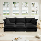 Canapé sectionnel modulaire en velours côtelé bleu / vert / noir / crème avec ottomans, 2 à 4 places