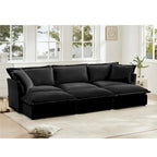 Canapé sectionnel modulaire en velours côtelé bleu / vert / noir / crème avec ottomans, 2 à 4 places