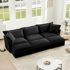 Canapé sectionnel modulaire en velours côtelé bleu / vert / noir / crème avec ottomans, 2 à 4 places