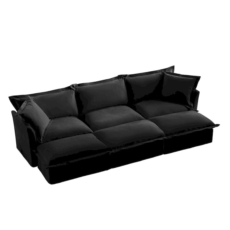 Canapé sectionnel modulaire en velours côtelé bleu / vert / noir / crème avec ottomans, 2 à 4 places