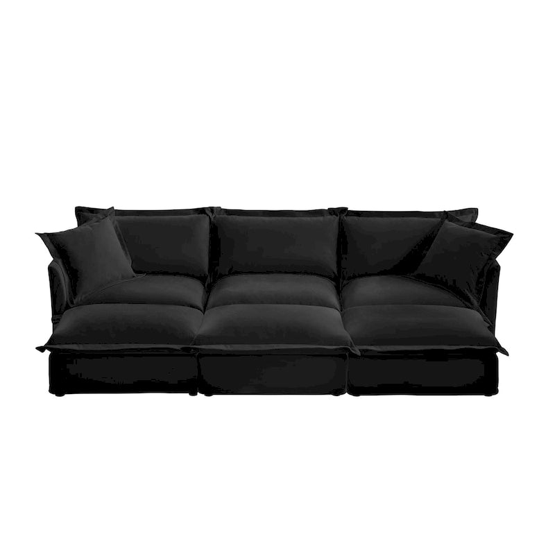 Canapé sectionnel modulaire en velours côtelé bleu / vert / noir / crème avec ottomans, 2 à 4 places
