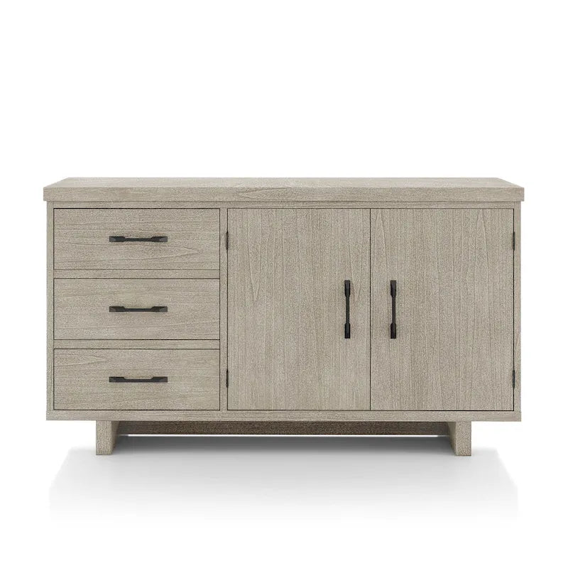 Buffet-bahut en bois massif de 60 po style moderne campagnard Yetaria de Furniture of America