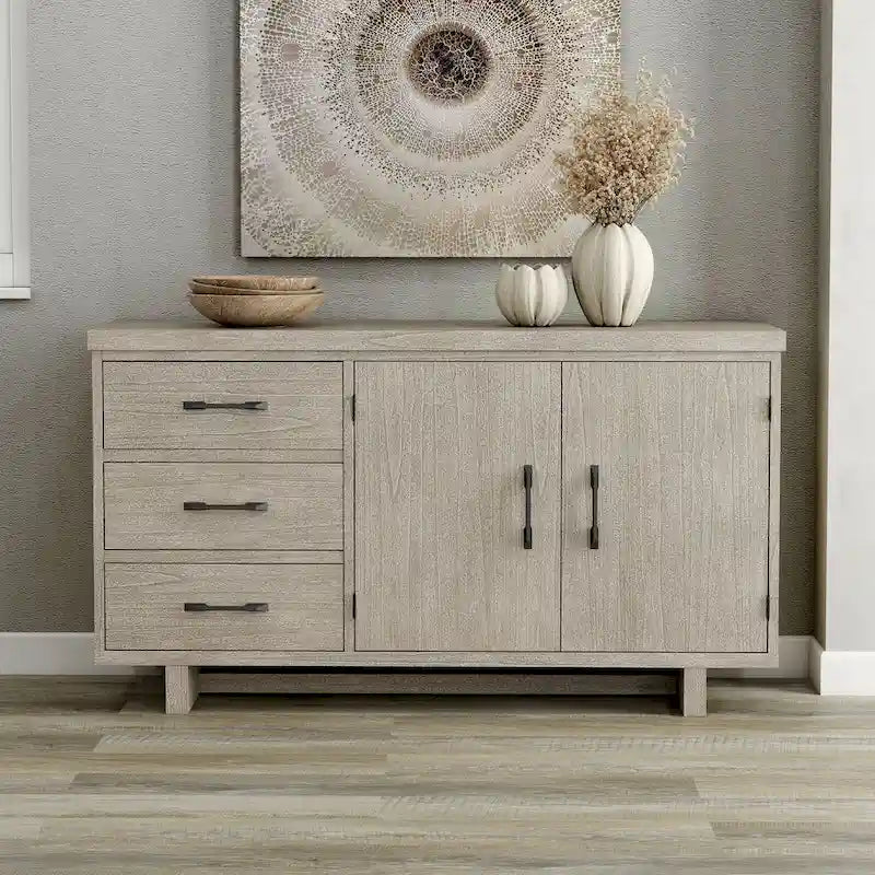 Buffet-bahut en bois massif de 60 po style moderne campagnard Yetaria de Furniture of America