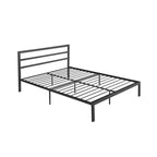 Lit plateforme en acier noir/gris anthracite Queen avec tête de lit, 1 personne
