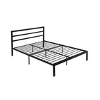 Lit plateforme en acier noir/gris anthracite Queen avec tête de lit, 1 personne