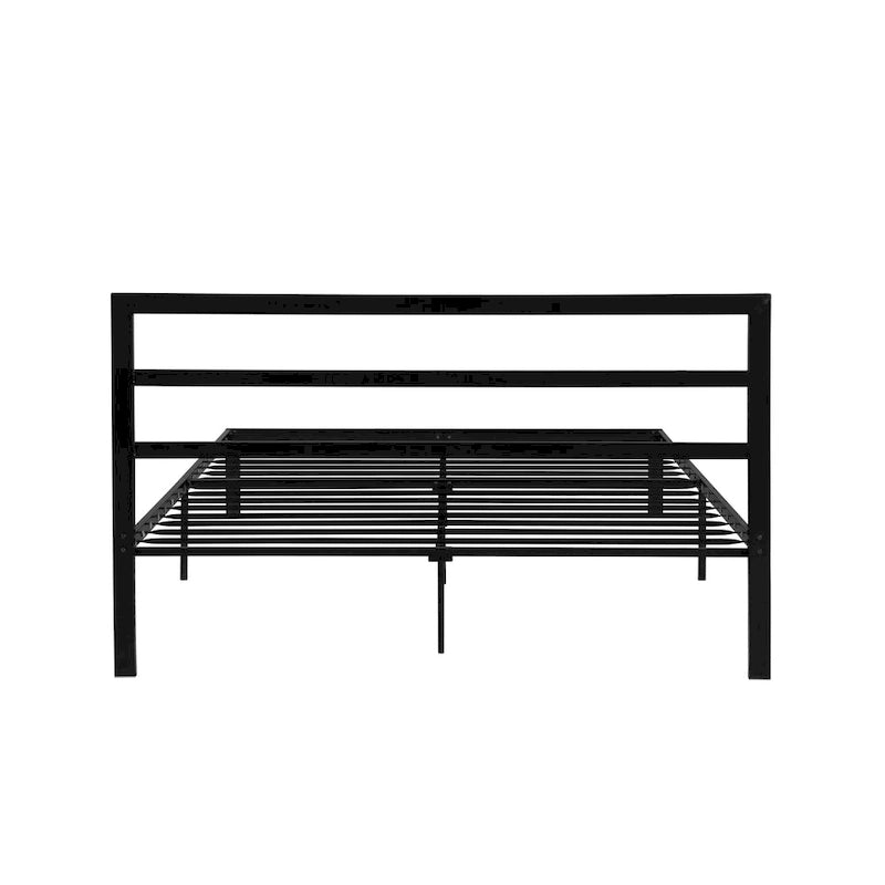 Lit plateforme en acier noir/gris anthracite Queen avec tête de lit, 1 personne