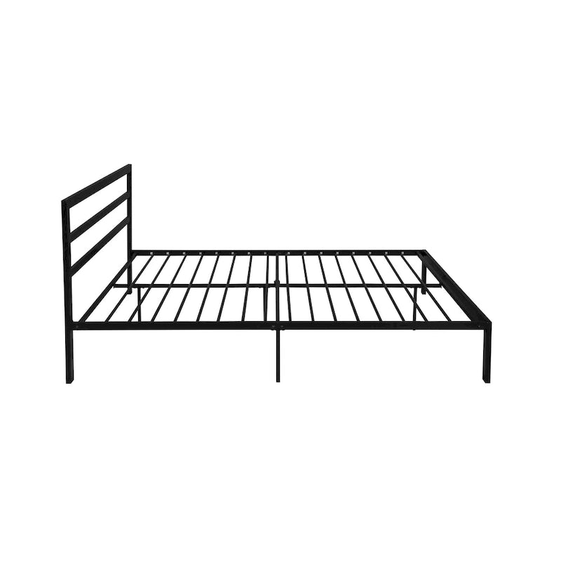 Lit plateforme en acier noir/gris anthracite Queen avec tête de lit, 1 personne