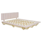 Lit Plateforme Capitonnée Queen Rose/Gris/Beige, 2 Personnes, LED & USB