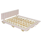 Lit Plateforme Capitonnée Queen Rose/Gris/Beige, 2 Personnes, LED & USB