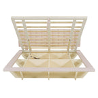 Lit Plateforme Capitonnée Queen Rose/Gris/Beige, 2 Personnes, LED & USB