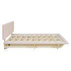 Lit Plateforme Capitonnée Queen Rose/Gris/Beige, 2 Personnes, LED & USB