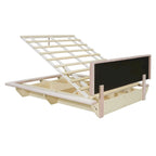 Lit Plateforme Capitonnée Queen Rose/Gris/Beige, 2 Personnes, LED & USB