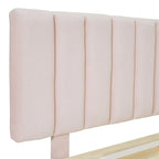 Lit Plateforme Capitonnée Queen Rose/Gris/Beige, 2 Personnes, LED & USB