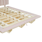 Lit Plateforme Capitonnée Queen Rose/Gris/Beige, 2 Personnes, LED & USB