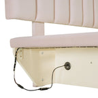 Lit Plateforme Capitonnée Queen Rose/Gris/Beige, 2 Personnes, LED & USB